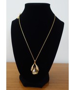 ALEXIS BITTAR SWAROVSKI CLEAR BROWN TEARDROP CRYSTAL PENDANT GOLD NECKLA... - $74.99