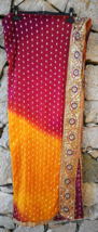 Dupatta Vintage Indian Bridal Pakistani Wedding Stole Embroidered Chiffon Scarf - £45.16 GBP
