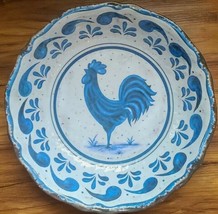 Four (4) Melamine 7.75&quot; Salad Plate ~ Country ~ Rooster ~ Paisley ~ Blue... - £23.52 GBP