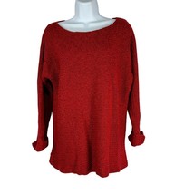 Joe Fresh Women&#39;s Knit Red Round Neck Long Sleeved Pullover Sweater Size L - £22.06 GBP