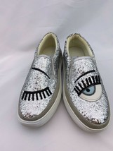NWT Steve Madden Women&#39;s Shoes Silver Drop Glitter Eye Slip On Sneakers Silver - £44.22 GBP