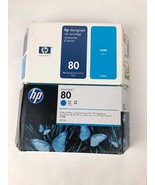 2 X C4846A 80 Genuine New HP Cyan Ink DesignJet 1000 1050 1055 Wide Form... - $36.11 CAD