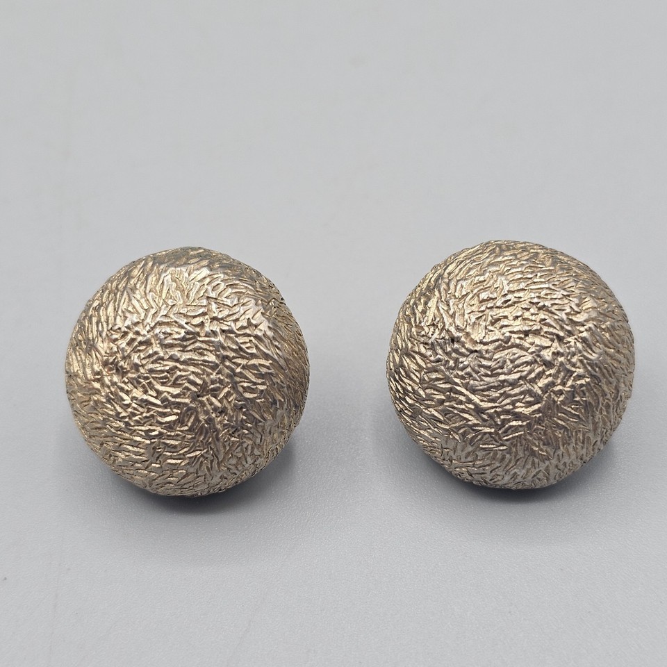 Vintage Castlecliff Clip On Earrings Gold Tone Dome Textured Button - $14.99