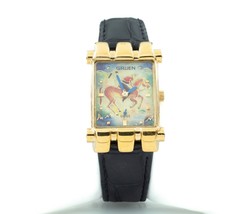 Gruen Gold-Plated Quartz Watch w/ Leather Band &quot;The Polo Player&quot; Nice - £492.80 GBP