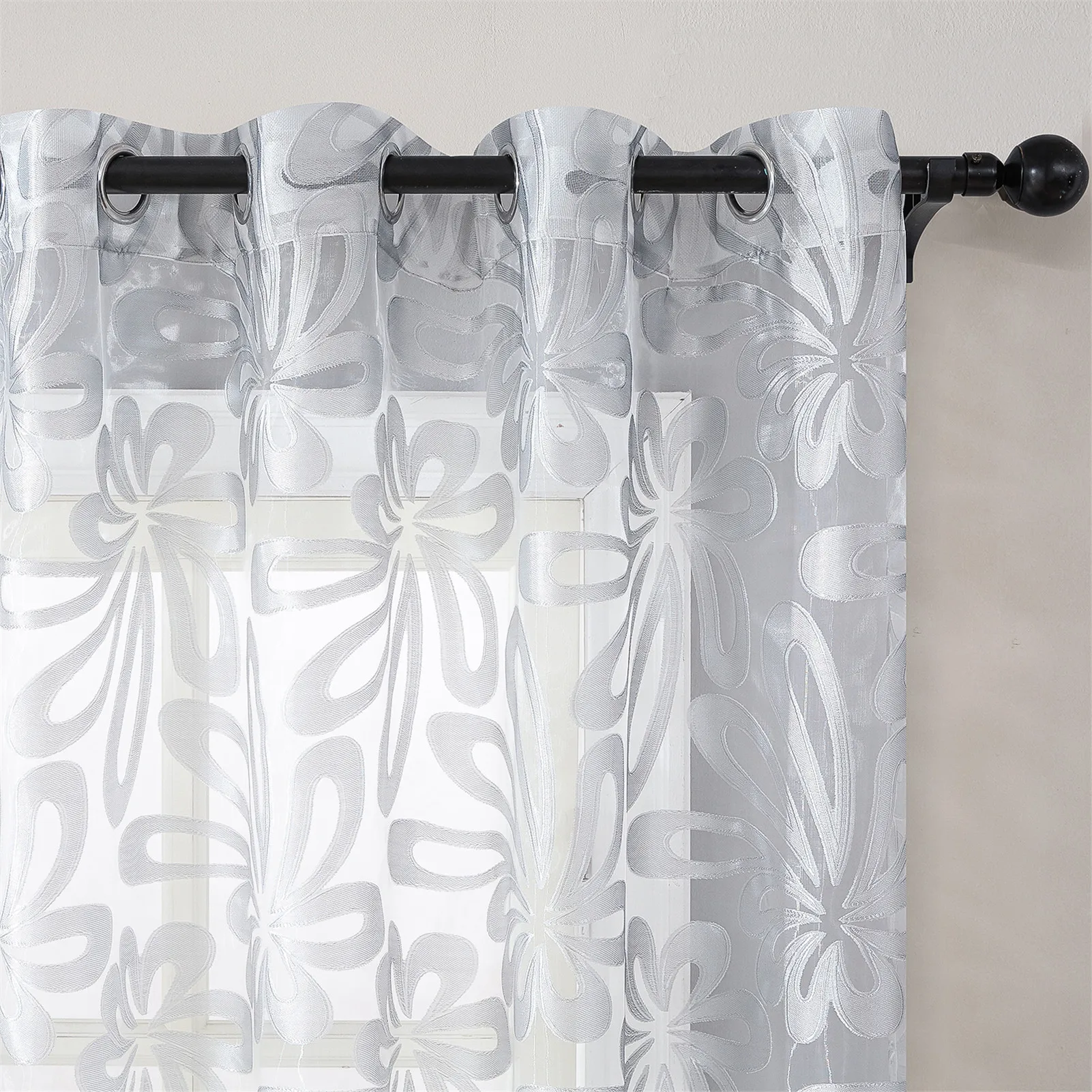 TopFinel  Modern Short Curtains Panels Jacquard Door Curtains  Home Decor Sheer  - £100.17 GBP
