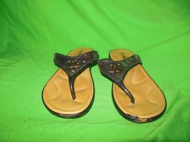 Ladies Fashion Brand Black Sandals 8 Gold Accents - £7.90 GBP