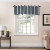 Window curtain valance lined 52&quot;W x 18&quot;L nickel grommet top mineral gree... - $8.00