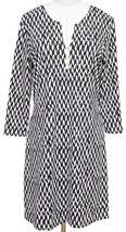 J.Mclaughlin Dress 3/4 Sleeve White Black Lynn Henley Nylon Spandex Sz M - £55.79 GBP