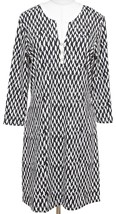 J.Mclaughlin Dress 3/4 Sleeve White Black Lynn Henley Nylon Spandex Sz M - £56.82 GBP