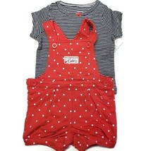 Carters Baby Girls 2-Piece Dot Shortall Set 6 Months Pinkish Red So Totally Cute - $5.87