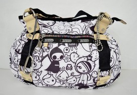 LeSportsac Zucca Tuttie Black White Hobo Handbag Purse Adios Qee - £78.22 GBP