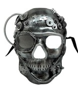 Steampunk Skull Brushed Silver Halloween Masquerade Mask - £32.91 GBP
