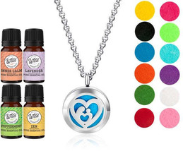 Mother&#39;s Heart  Necklace Essential Oil Diffuser Aromatherapy Gift Set 17... - £15.54 GBP