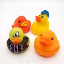 RINCO Rubber Duck 2” Ducky Bath Toy Mohawk Punk Suit Tie Yellow Orange Lot of 4 - £3.07 GBP