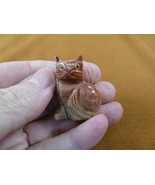 Y-CAT-41) Red KITTY CAT gemstone figurine love cats SOAPSTONE PERU effigy - £6.71 GBP