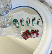 Christmas nails,Cute Nails,Hand-painted Christmas nails,AB type nails - £25.84 GBP