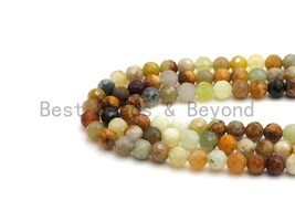 Quality Sparkly Mixed Color Flower Jade Beads, Green Brown Yellow Jade, Round - $6.00+