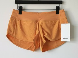 NWT LULULEMON MNOR Orange Lightweight Speed Up Low Rise 2.5&quot; Lined Shorts 6 - £65.74 GBP