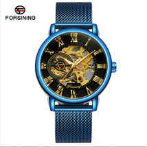 Forsining Watch Men&#39;s Fashion Casual Classic Popular Blue Waterproof Hollow Manu - $48.00