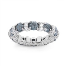 Sterling Silver Clear CZ and Dark Gray Ice Eternity Ring - £64.53 GBP