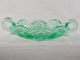 Dalzell Viking Collectors Classic Series Green Mist Glass Handled Relish... - $40.00