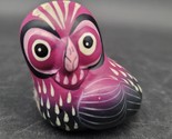 Purple &amp; Black Talavara Mexican Ceramic Owl Bird Signed Hand-Painted Fol... - $278.86 MXN