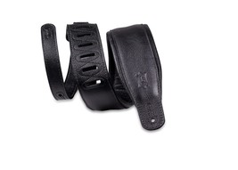 Levy&#39;s Leathers 3.25 Wide Garment Leather Guitar Strap in Black with Black Back - £43.44 GBP