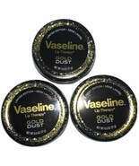 Pack Of 3 Limited Edition Vaseline Gold Dust Lip Therapy Tin .6oz Shimme... - £37.22 GBP
