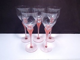 5 Vintage Mikasa SEA MIST Coral Frosted Pink Crystal Water Goblets ~ W. ... - $60.00