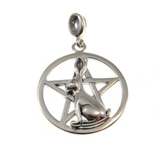 Solid 925 Sterling Silver Rabbit Ostara Pentacle Pendant by Peter Stone Jewelry - £36.63 GBP