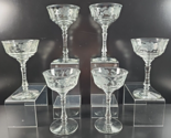 6 Rock Sharpe 3005-6 Champagne Glasses Vintage Cut Floral Crystal Libbey... - £54.41 GBP