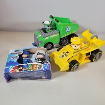 Paw Patrol and PJ Mask Lot Rubble Vehicle With Sounds Rocky&#39;s Recycle PJ Masks - £20.75 GBP