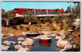 Postcard Disneyland Alweg Monorail Mark 1 Train Guests Pilot Monorail Boats - £7.94 GBP