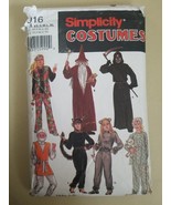 Adult Costume Patterns Ninja Hippie Grim Reaper Cat Wizard Simplicity 5916 - £6.85 GBP