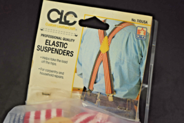 Vintage CLC Suspenders Custom Leathercraft Elastic Cowhide NOS Red White Blue - £14.99 GBP