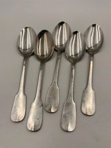 Set of 5 Novargent French Stainless Steel FIDDLE design Tablespoons 8 1/4&quot; - £62.64 GBP
