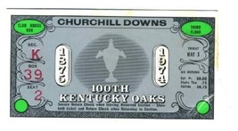 100th Kentucky Oaks Club House Ticket Churchill Downs 1974 Horse Racing  - £27.83 GBP