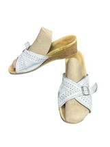 Worishofer Women&#39;s White Leather Cork Wedge Mule Sandals Shoes 10 US / 4... - $19.79