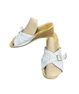 Worishofer Women&#39;s White Leather Cork Wedge Mule Sandals Shoes 10 US / 4... - $27.29 CAD