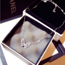 925 Sterling Silver Sparkling Cubic Zirconia Butterfly Pendant Necklace - £11.94 GBP