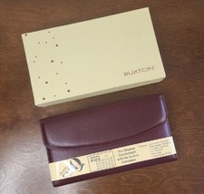 Vintage Buxton Leather Clutch Wallet w/ Built-in Calculator New In Box Burgundy - £18.67 GBP