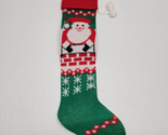 Vintage Christmas Trimmings Knit Christmas Stocking Santa Red Green 24&quot; ... - $14.15