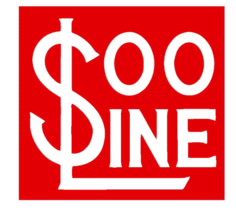 4&quot; soo line railroad train navy blue bumper sticker decal usa made - £20.17 GBP