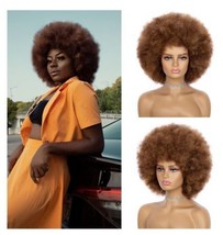 JSDshine Afro Wig For Women - Mix Brown 70s Afro Wigs Natural Looking Huge Afro  - £13.13 GBP