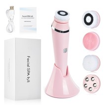 Face Scrubber Brush Kit Skin Care Machine Pink   - £22.83 GBP