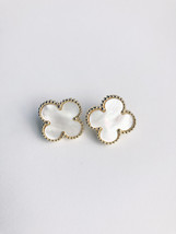 Quatrefoil Motif Gold and Mother of Pearl Earrings - $45.00