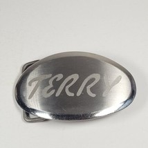 Vintage Silver Tone Metal Belt Buckle Name Buckle TERRY Retro Fono Co  - £6.92 GBP