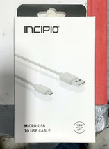 NEW Incipio Micro-USB to USB Device Cable 1.8M 6&#39; ft Charge and Sync Gray Cord - £5.87 GBP