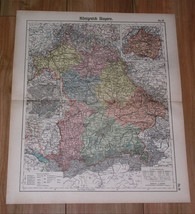 1905 Antique Map Of Kingdom Of Bavaria Bayern / Munich Inset Map / Germany - £23.68 GBP