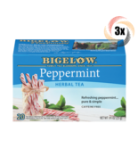 3x Boxes Bigelow Peppermint Natural Herbal Tea | 20 Pouches Per Box | .91oz - €17,34 EUR
